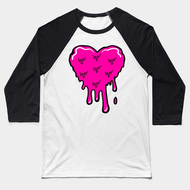 Pink Melting Acid Heart Baseball T-Shirt by HeavenlyTrashy